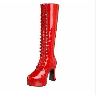 FUNTASMA 70S/80S STYLE EXOTICA COSTUME LACE UP BOOT IN RED