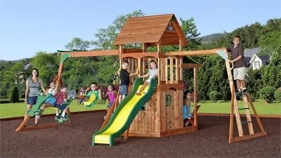 NEW ALL CEDAR OUTDOOR PLAY SET SWING SWING SET WOODEN