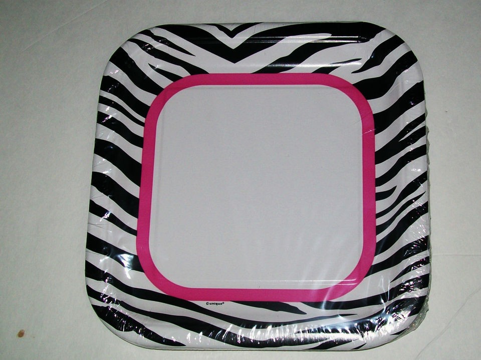 Animal Zebra Print Paper Luncheon Party Plate Plates New 12 pack 9 x 9