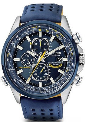 New Citizen Eco Drive Atomic Blue Angeles Chronograph Watch AT8020 54L