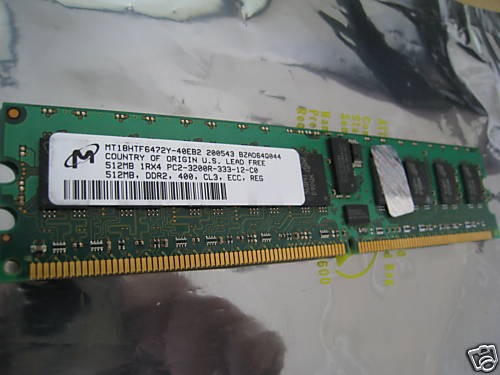 MICRON 512MB DDR2 400 CL3 ECC REG PC2 3200R 333 ​12 C0