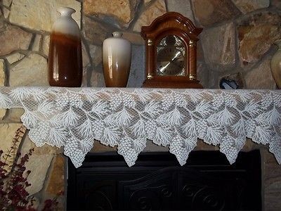   IVORY MANTLE SHELF RUNNER WINTER DESIGN PINE CONE TREE 88 X 20 IMSR712