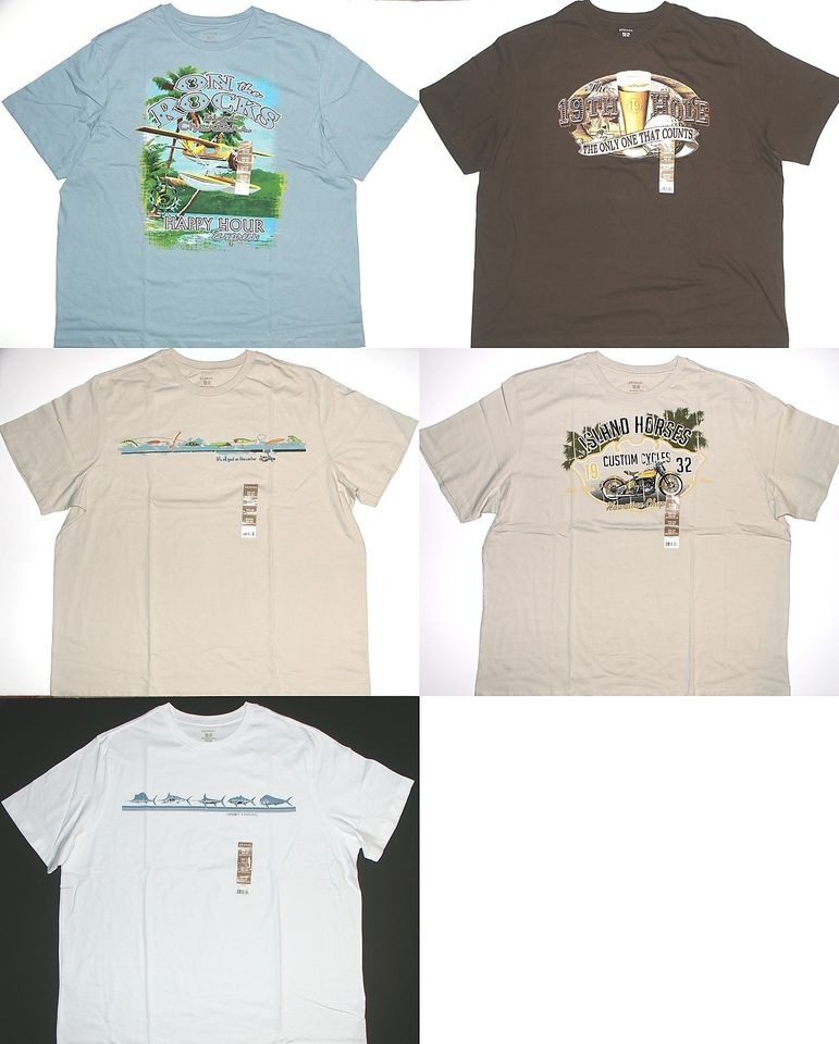 New GEORGE Mens Graphic Crewneck T Shirt Fishing Golf Beer or 