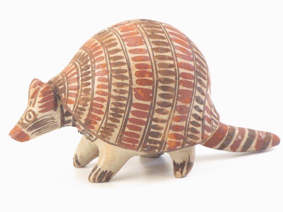 Vtg Armadillo Clay Pottery Stoneware Mexican Peruvian Piggy Bank 