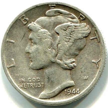 1944 D ★★★ VF+ MERCURY/WINGED LIBERTY SILVER DIME ★★★ 90% 