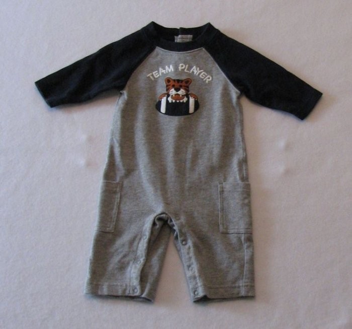 Gymboree Little Rookie Boys One Piece Tiger Pants Romper Sz 0 3M EUC