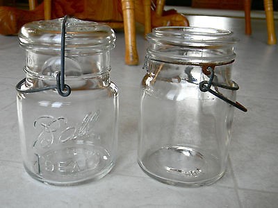   Ideal Pat 1908 Lightning w Lid & Old Product Jar 1890 1920s VGC Pints