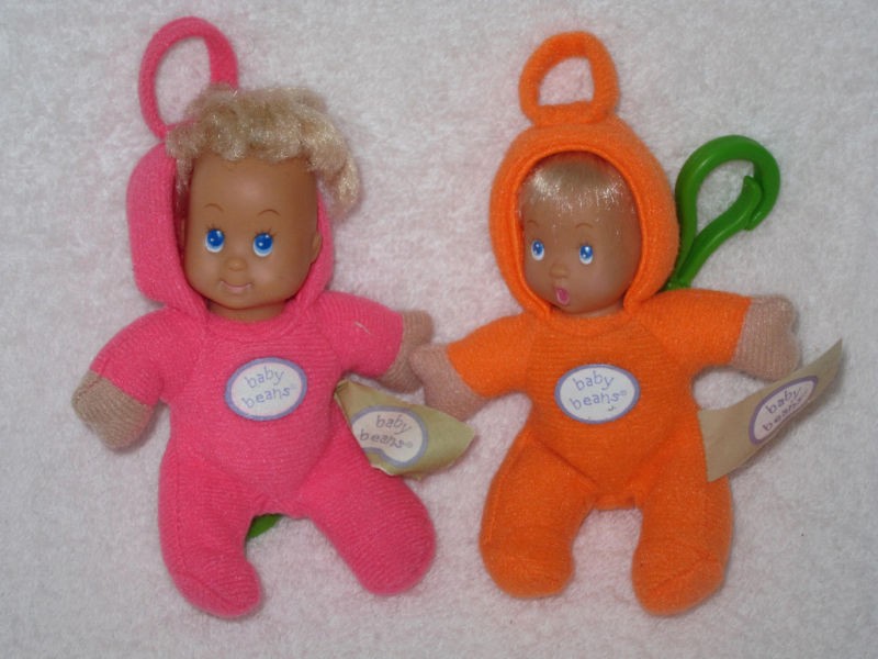 BABY BEANS PiNK & ORaNGe MINI PLuSH DOLL CLiPS