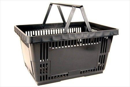 PLASTIC GROCERY STORE SHOPPING BASKET  BLACK  ECO / ENVIRONMENTALL​Y 