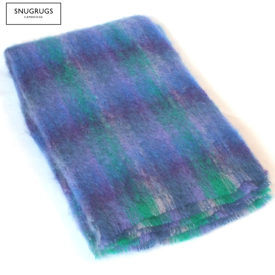   WOOL BLANKET/THROW Purple Dark Blue Turquoise ref LM566DARKBLUETUR