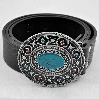 mens turquoise belt buckle