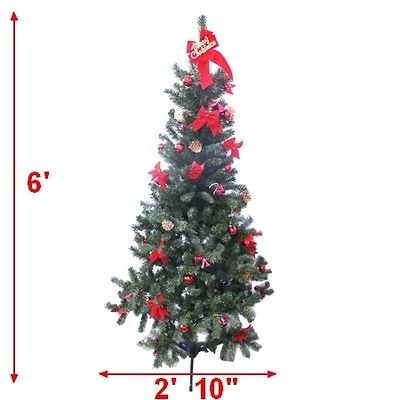   PVC Indoor Predecorated w/ 67 pc Bows Bells Balls Christmas Tree