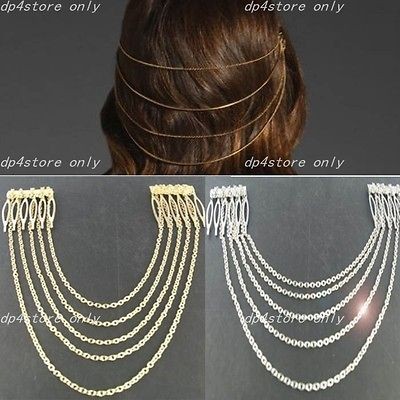   Punk Women Chic Hairband Hair Comb Clip Wrap Cuff Pin Head Band Chains