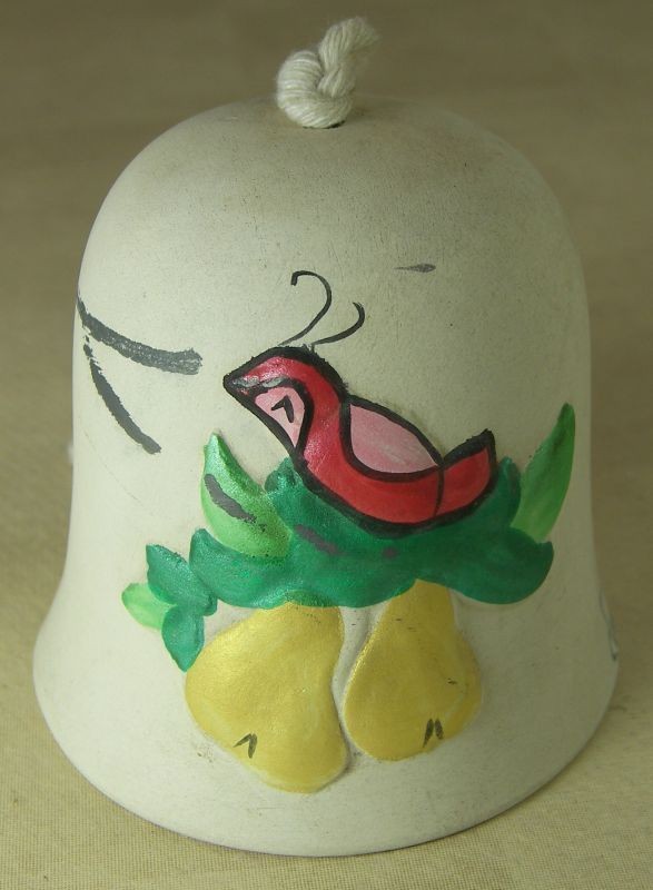 SIGNED CERAMIC 3 BELL PARTRIDGE IN PEAR TREE