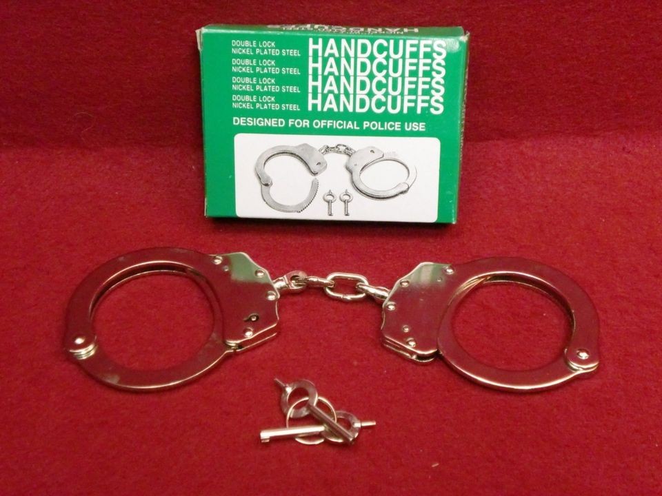 Nickle Steel Chain Police Heavy Duty Handcuff Hand Cuff Handcuffs 2 