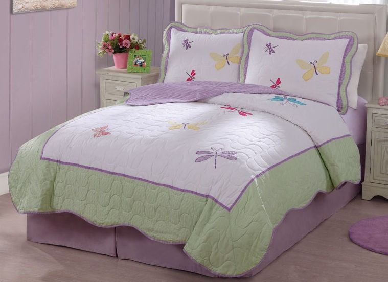 DRAGONFLY BUTTERFLY QUILT SET BEDDING SHEET GIRLS TEEN