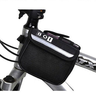   Frame Pannier Mountain Bike Saddle Bicycle Front Tube Bag black