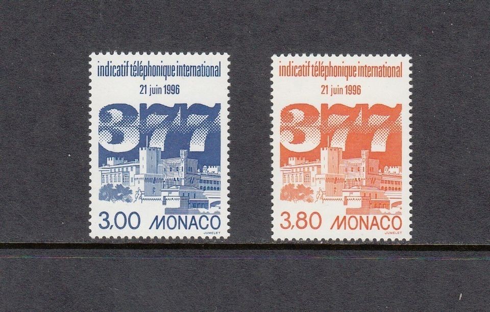 TELEPHONE AREA CODE   Monaco 96 set of 2   MNH W612