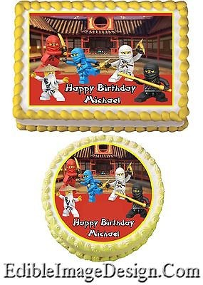 NINJAGO BATTLES Edible Birthday Cake Party Image Cupcake Topper Favor 