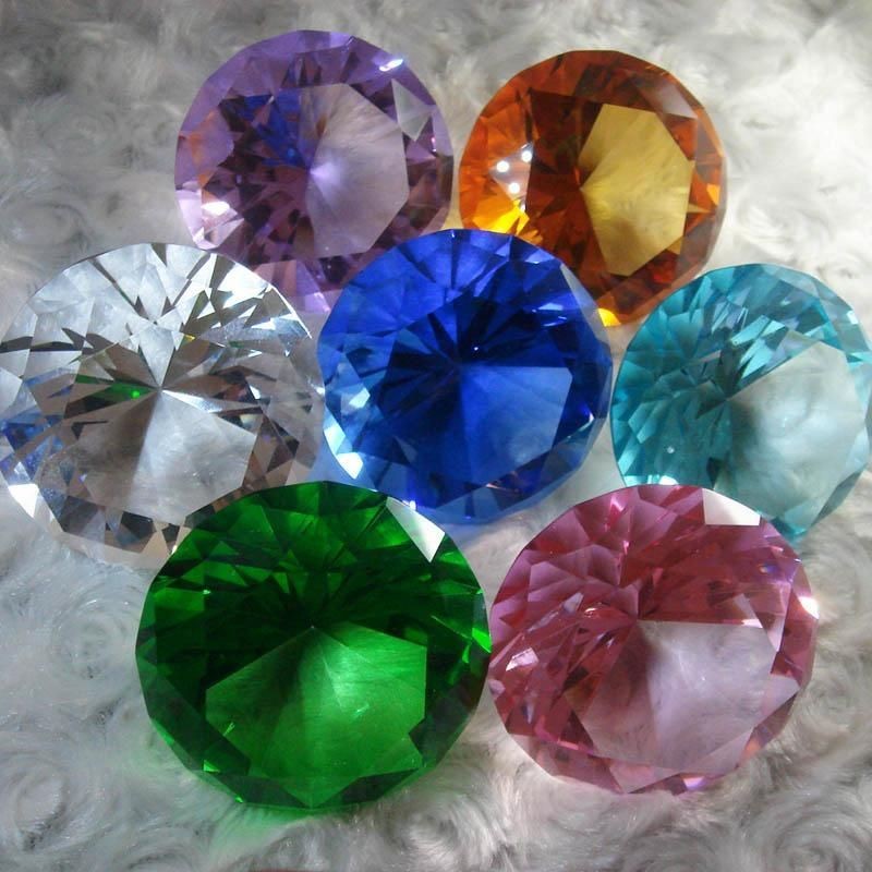 Brilliant Cut Diamond Shape Crystal Glass Paperweight Gem Display 