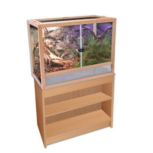 NATURAL WOOD & TEMPERED GLASS REPTILE CAGE TERRARIUM ECO SYSTEM WITH 
