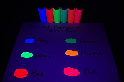 Pack 12oz Assorted Blacklight Reactive Fluorescent Tempera Paint