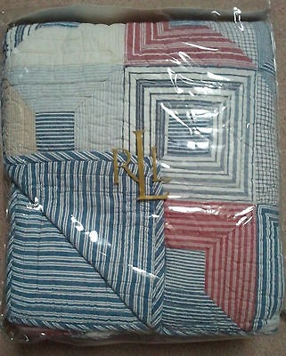   Lauren **SEAPORT NAUTICAL FULL/QUEEN QUILT** Red, White and Blue   NIP