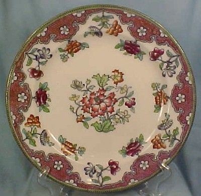 Beautiful Antique CARNATION FLOWERS IRONSTONE DINNER PLATE Brownfield 