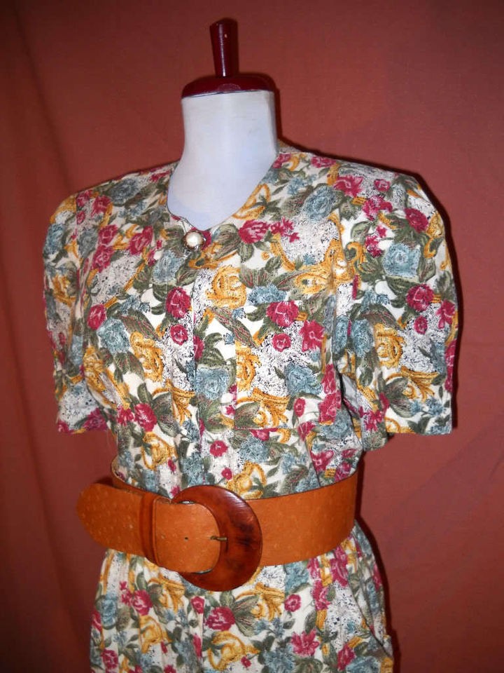   FLORAL DRESS  12P  secretary SHOULDER PADS office wiggle career dolly