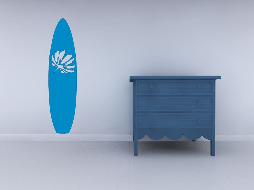 Surf Board Flower Boys Room Sports Wall/Van/Car Art Vinyl Decal 