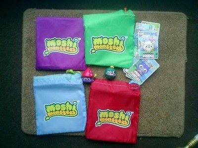 SET OF 4 MOSHLING BAGS + 2 MOSHLINGS + 3 CODE CARDS MOSHI MONSTERS NEW