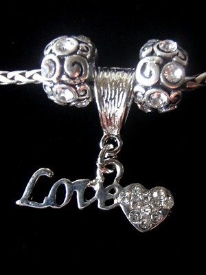 European LOVE Charm Bed Set with Rhinestone a Brighton Jewelry Tin or 