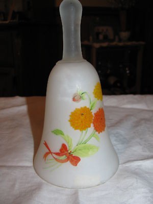 Glass Bell With Orange & Yellow Flowers By Toscany