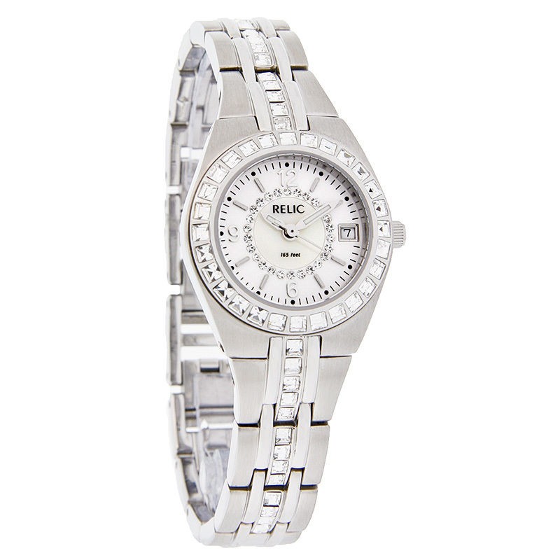   Glitz By Fossil Ladies Queens Court Crystal Silver Dial Watch ZR11788