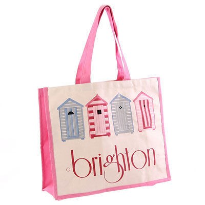 Beach Hut Cotton Bag Brighton