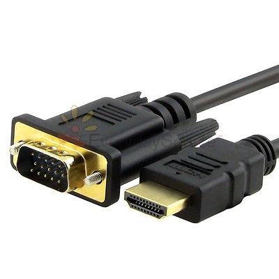 6FT VGA Male to HDMI Male Heavy Duty Cable For PC TV