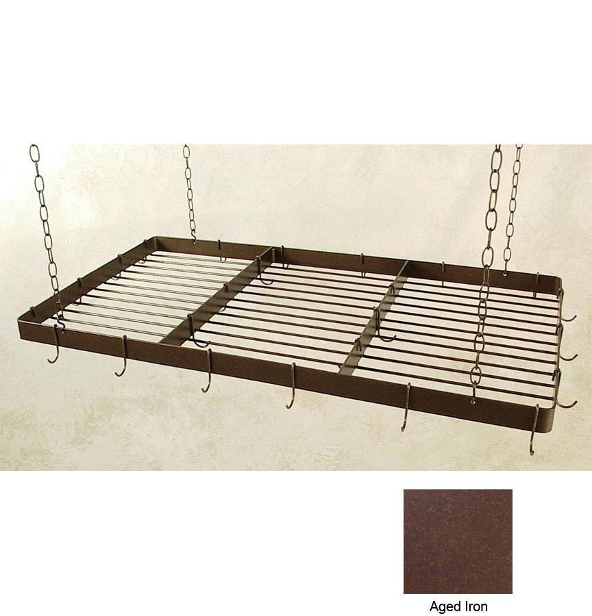 Best Offer* 48 Butchers Hanging Pot Rack 18 Hooks Grid Aged Iron 