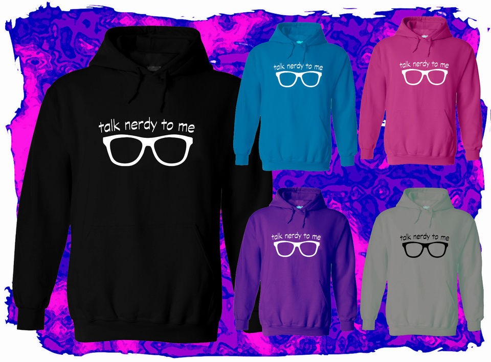 Funny Geek/Nerd/Glasses Slogan HOODIE, Jumper, Hooded Top   Talk Nerdy 