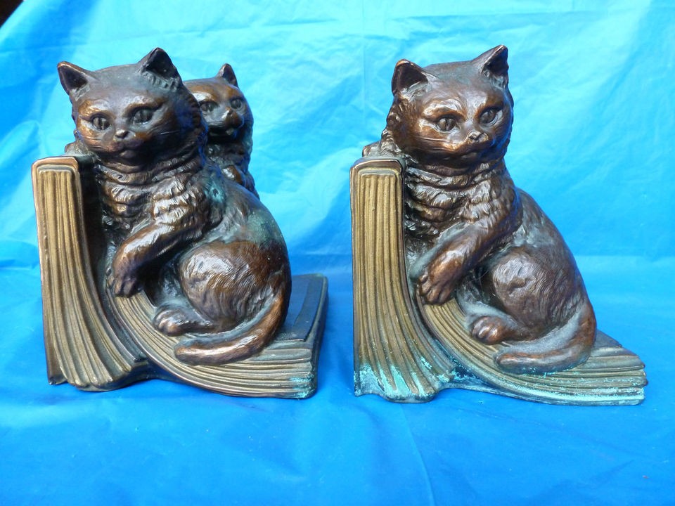 RONSON KITTENS/CATS BOOKENDS,16654 COLONIAL BRONZE,1942,NEWARK N.J./U 