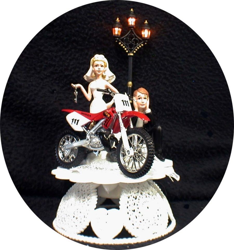   Road Dirt Bike Motorcycle wedding Cake topper Honda track and field