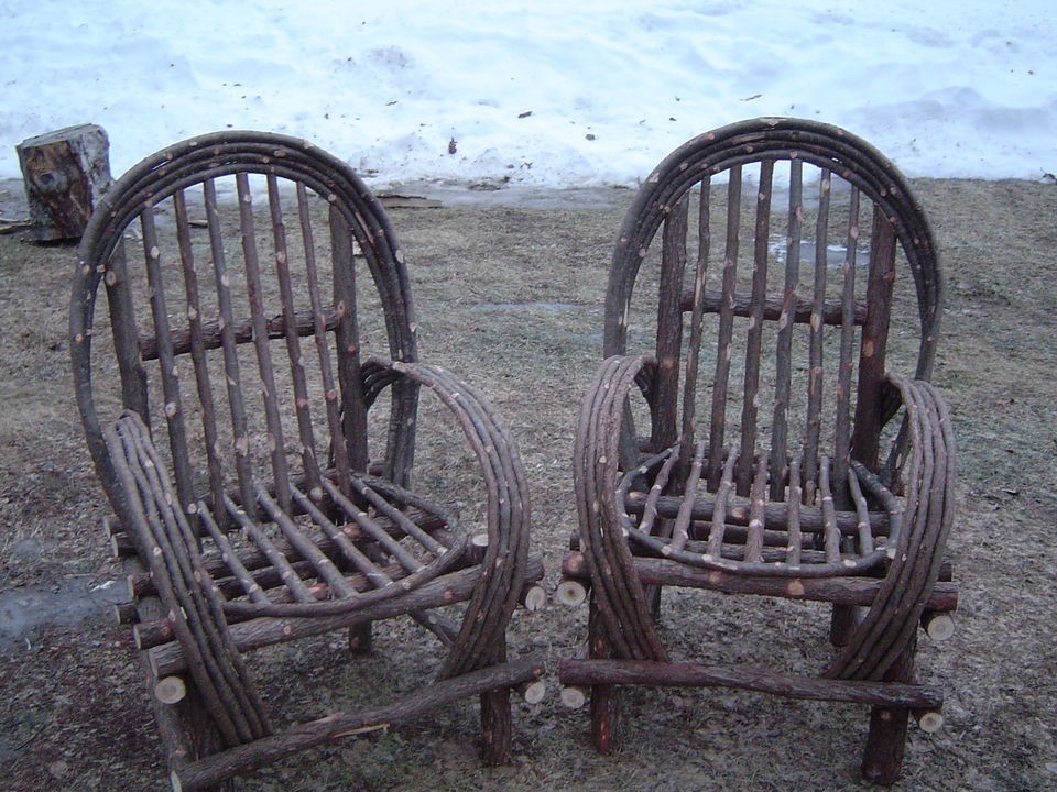 MAINE MADE RUSTIC CEDAR TWIG CHAIRS / CAMP LOG CABIN CHAIRS