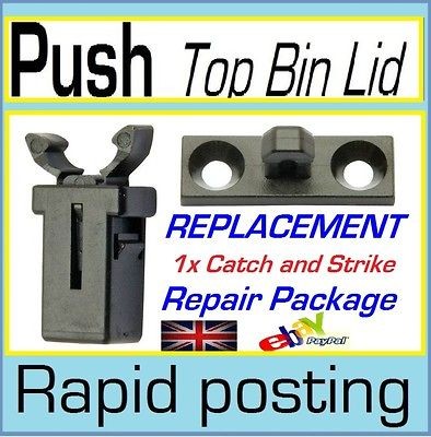 1x Touch bin lid clip catch latch push to open rim + strike post male 