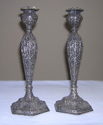   Mfg Co. Weidlich Brothers Colonial Couple Motif Candlesticks