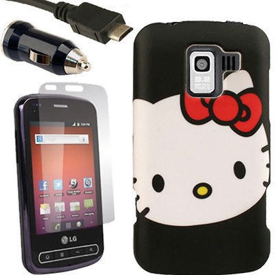 Case+Car Charger for LG Optimus Slider Hello Kitty B Holster Hello 