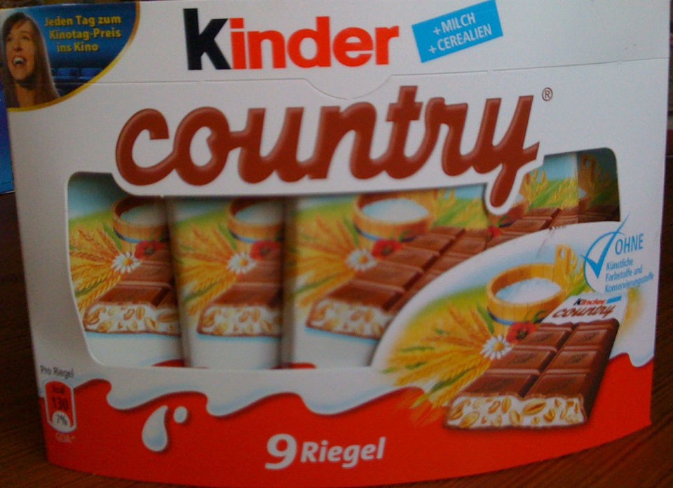   KINDER COUNTRY chocolate bars 207g = 9pc from germany with 5 cereals