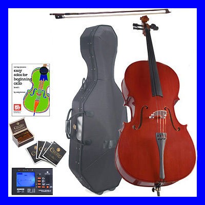 NEW CECILIO 4/4 3/4 1/2 or 1/4 CELLO OUTFIT + HARD CASE