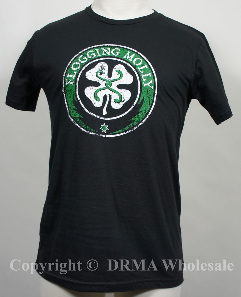 Authentic FLOGGING MOLLY Distressed Shamrock Slim T SHIRT S M L XL XXL 