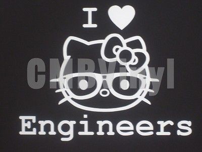 Hello Kitty I Heart Engineers Vinyl Decal/Sticker Car Laptop Window 