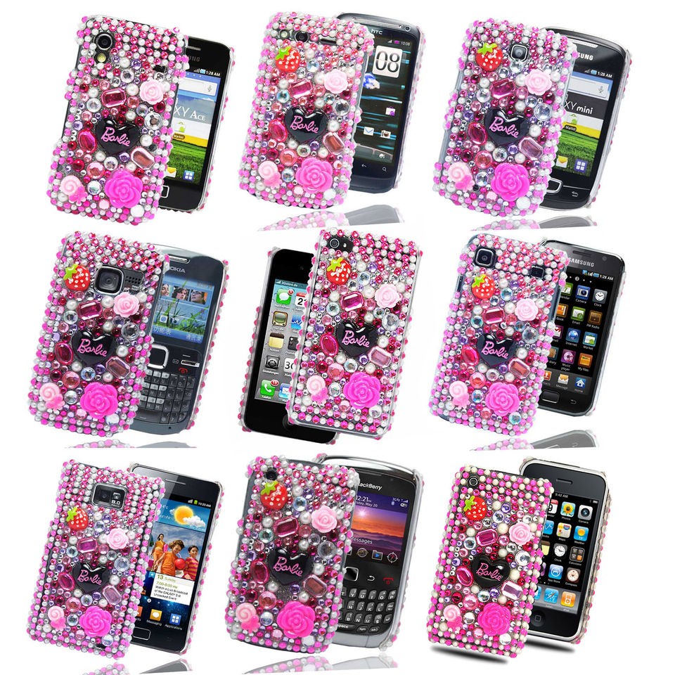   DIAMOND BLING FLOWER RHINESTONE HOT PINK MOBILE PHONE CASE COVER