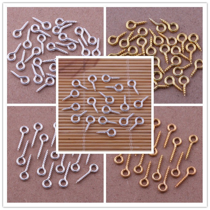 Wholesale Silver Gold Plated Screw Eye Pins Jewelry Findings 8mm 10mm 